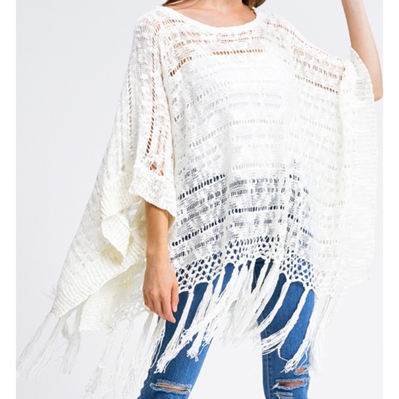 Miracle Sweaters - SOLD!!Miracle Boho Crochet Tassel Frnge Poncho Top